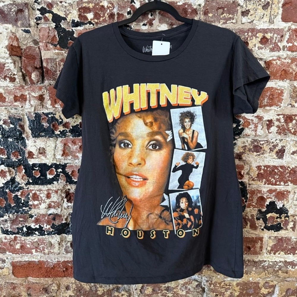 Whitney Houston Music T-Shirt short sleeve Black Tee Womens 2XL